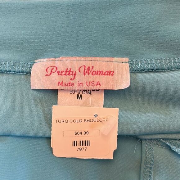 Pretty Woman turquoise cold shoulder tunic Size M NWT - Picture 6 of 7